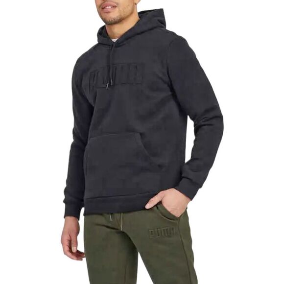PUMA Hoodie Sweatshirt Jacket Debossed Logo Classic VARIETY sz L in Black - Picture 1 of 11